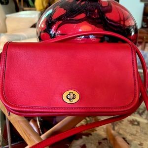 Vintage Coach NYC Dinky Red Crossbody Bag